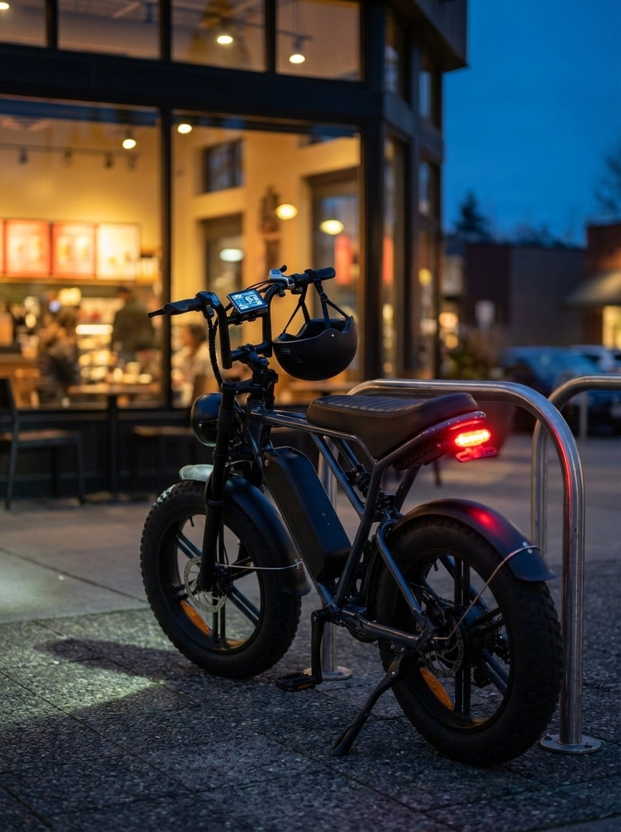 Ilume Rover at coffee shop, blue hour